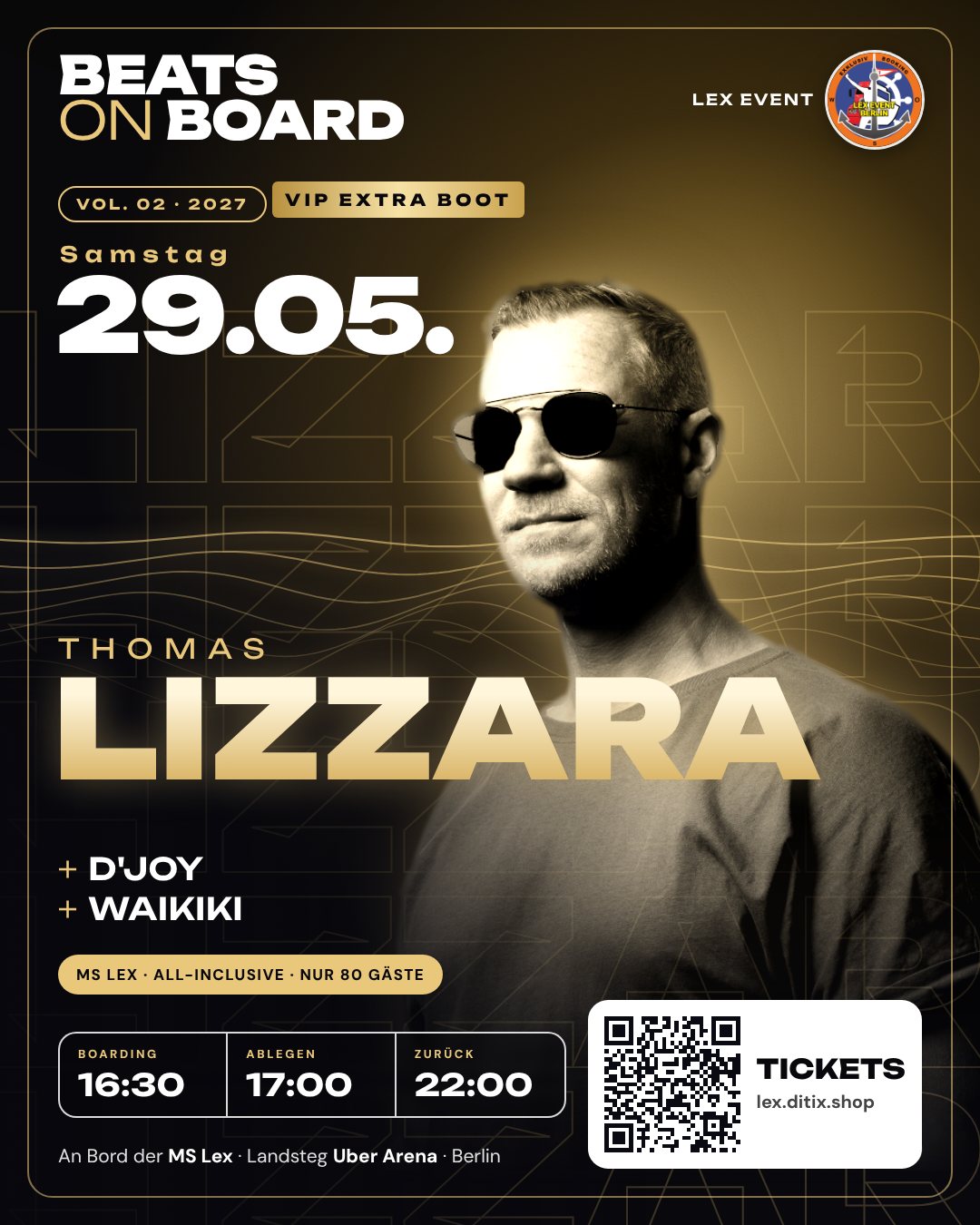 Flyer Beats on Board Vol. 02 · VIP Extra Boot · Thomas Lizzara am 29.05.2027