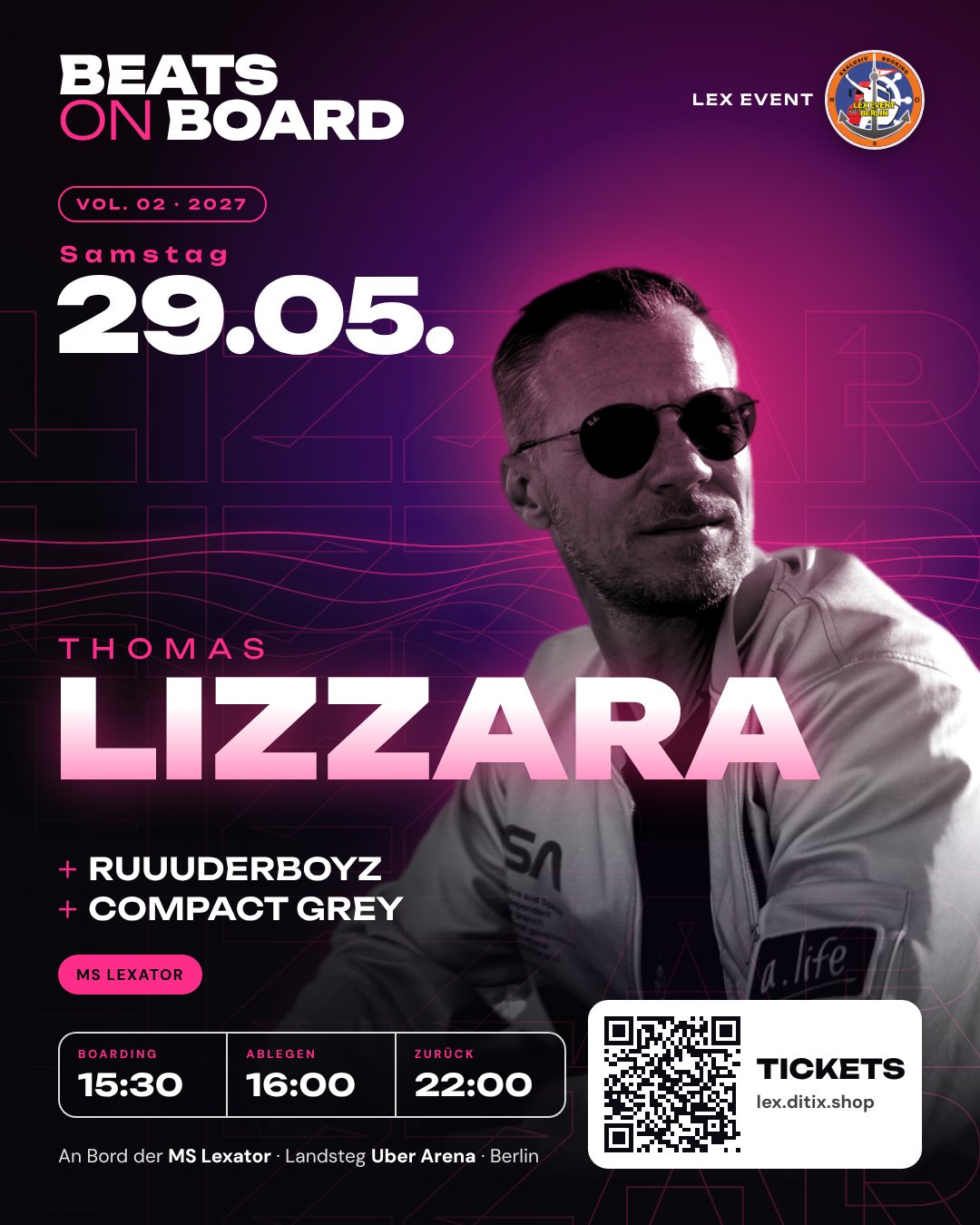 Flyer Beats on Board Vol. 02 · Thomas Lizzara am 29.05.2027